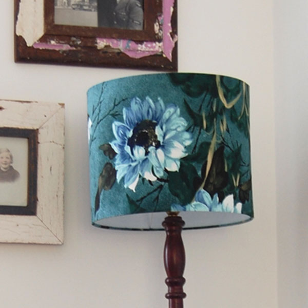 teal vintage floral lampshade